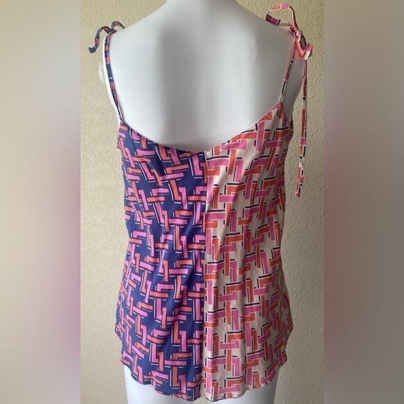 JB Julie Brown | Women's Multicolor Geometric Silk Camisole Tank Top | Small - Picture 2 of 3